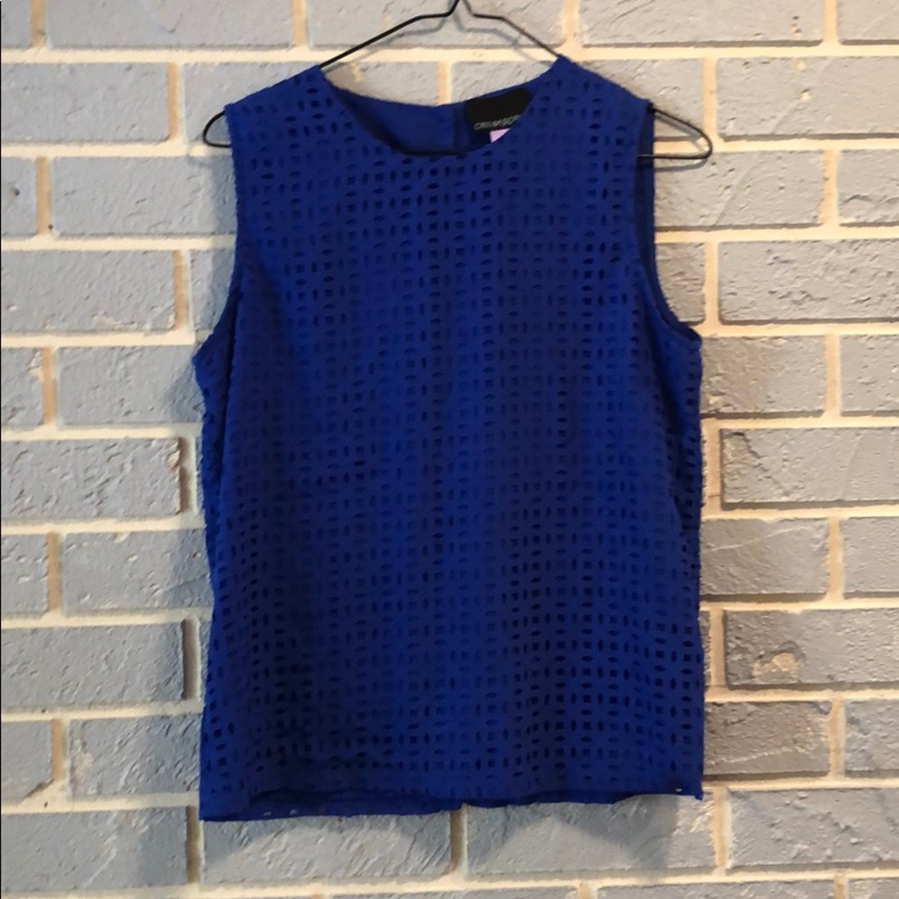 Royal blue sleeveless blouse